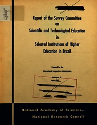 Cover Image: Report of the Survey Committee on Scientific and Technological Education in Selected Institutions of Higher Education in Brazil