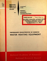 Cover Image: Performance Characteristics of Domestic Water Heater Equipment