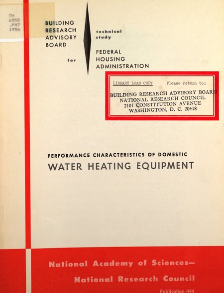 Performance Characteristics of Domestic Water Heater Equipment