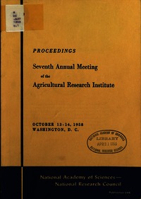 Cover Image: Seventh Annual Meeting of the Agricultural Research Institute