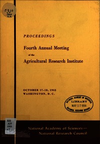 Cover Image: Fourth Annual Meeting of the Agricultural Research Institute