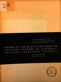 Cover Image: Report of the Delegation From the National Academy of Sciences--National Research Council