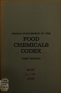 Food Chemicals Codex: Second Supplement to the First Edition