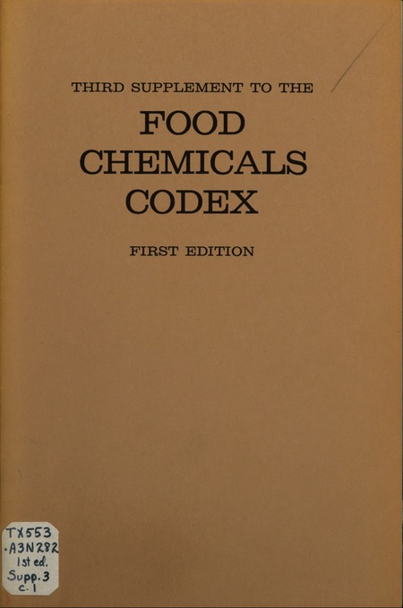 Third Supplement to the Food Chemicals Codex: First Edition