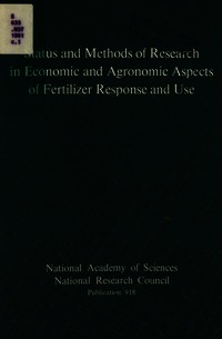 Cover Image: Status and Methods of Research in Economic and Agronomic Aspects of Fertilizer Response and Use