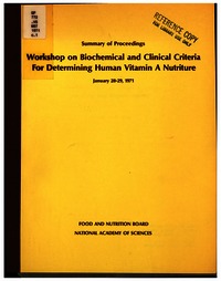 Cover Image: Workshop on Biochemical and Clinical Criteria for Determining Human Vitamin A Nutriture