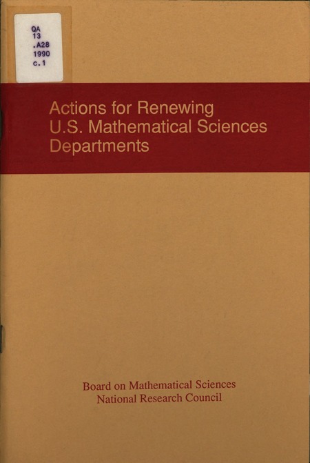 Actions for Renewing U.S. Mathematical Sciences Departments