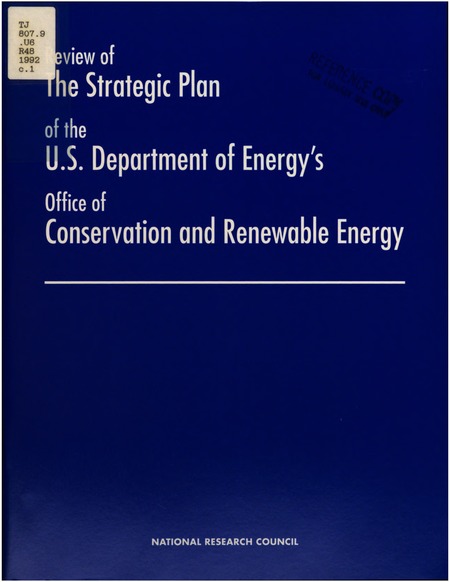 Review of the Strategic Plan of the U.S. Department of Energy's Office of Conservation and Renewable Energy