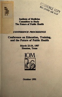 Cover Image: Conference on Education, Training, and the Future of Public Health