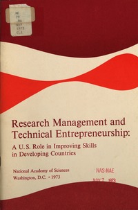 Research Management and Technical Entrepreneurship: A U.S. Role in Improving Skills in Developing Countries