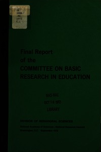 Cover Image: Final Report of the Committee on Basic Research in Education