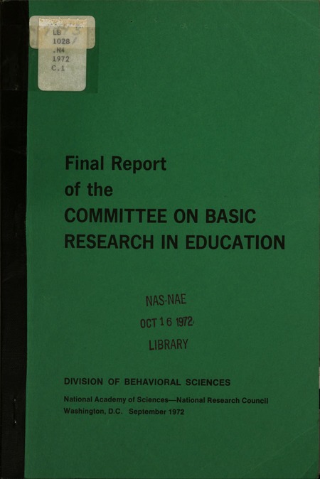 Final Report of the Committee on Basic Research in Education