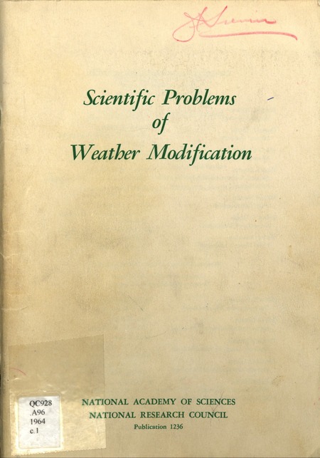 Scientific Problems of Weather Modification