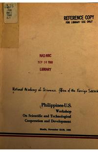 Cover Image: Philippines-U.S. Workshop on Scientific and Technological Cooperation and Development