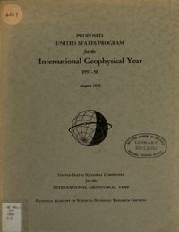 Cover Image:Proposed United States Program for the International Geophysical Year