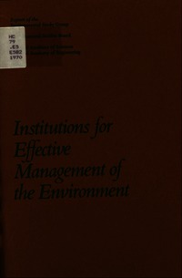 Cover Image: Institutions for Effective Management of the Environment