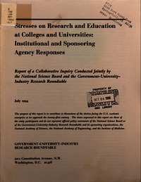 Stresses on Research and Education at Colleges and Universities: Institutional and Sponsoring Agency Responses