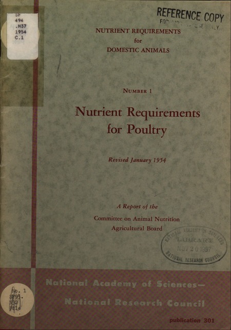 Nutrient Requirements for Poultry