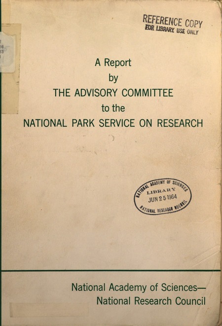 A Report by the Advisory Committee to the National Park Service on Research