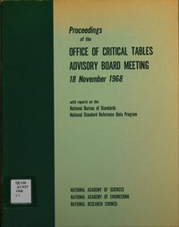 Cover Image: Proceedings of the Office of Critical Tables Advisory Board Meeting