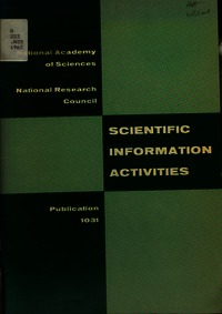 Cover Image: Scientific Information Activities of the National Academy of Sciences-National Research Council