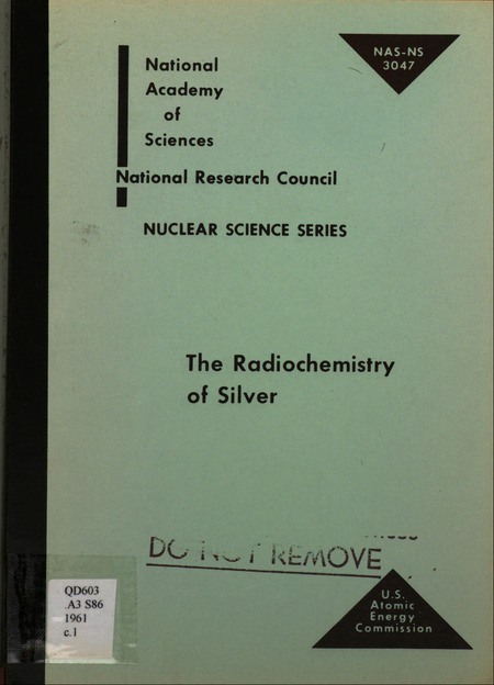 Cover: The Radiochemistry of Silver