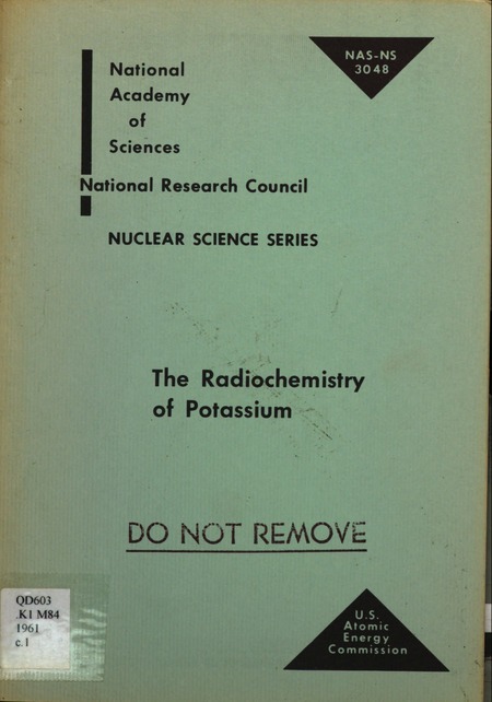Cover: The Radiochemistry of Potassium