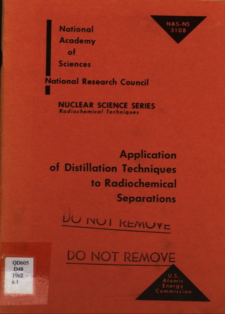 Application of Distillation Techniques to Radiochemical Separations