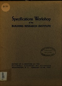 Cover Image: Report of Building Research Institute Specifications Workshop