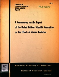 Commentary on the Report of the United Nations Scientific Committee on the Effects of Atomic Radiation: Report II