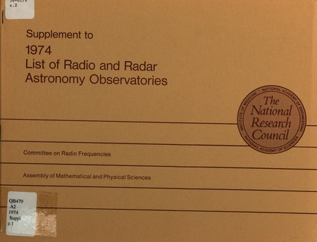Supplement to 1974 List of Radio and Radar Astronomy Observatories