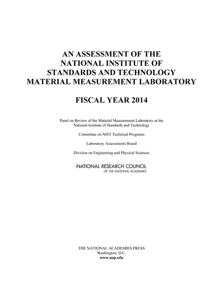 Cover: An Assessment of the National Institute of Standards and Technology Material Measurement Laboratory: Fiscal Year 2014