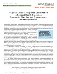 Regional Disaster Response Coordination to Support Health Outcomes: Community Planning and Engagement: Workshop in Brief