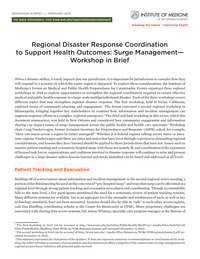Regional Disaster Response Coordination to Support Health Outcomes: Surge Management: Workshop in Brief