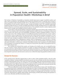 Spread, Scale, and Sustainability in Population Health: Workshop in Brief