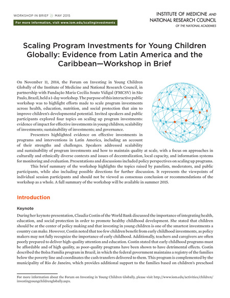 Scaling Program Investments for Young Children Globally: Evidence from Latin America and the Caribbean: Workshop in Brief