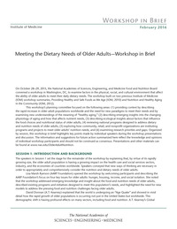 Meeting the Dietary Needs of Older Adults: Workshop in Brief