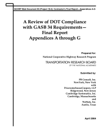 Appendices to a Review of DOT Compliance with GASB 34 Requirements