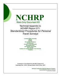 Technical Appendix to NCHRP Report 571: Standardized Procedures for Personal Travel Surveys