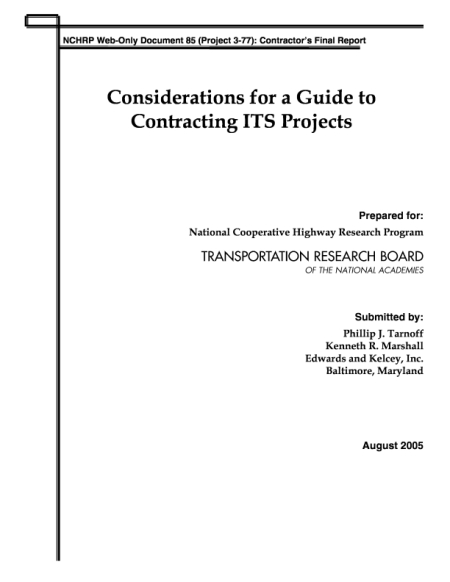 Considerations for a Guide to Contracting ITS Projects