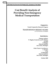 Cost-Benefit Analysis of Providing Non-Emergency Medical Transportation