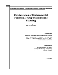 Consideration of Environmental Factors in Transportation Systems Planning: Appendixes
