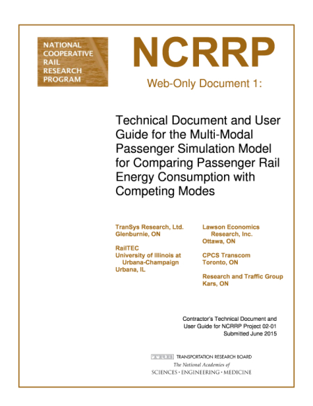 Technical Document and User Guide for the Multi-Modal Passenger Simulation Model for Comparing Passenger Rail Energy Consumption with Competing Modes