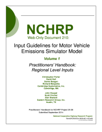 Input Guidelines for Motor Vehicle Emissions Simulator Model, Volume 1: Practitioners’ Handbook: Regional Level Inputs