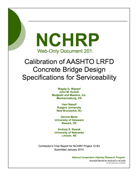 Calibration of AASHTO LRFD Concrete Bridge Design Specifications for Serviceability