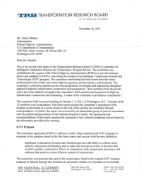 Committee for Intelligent Construction Systems and Technology: Program Review Letter Report: November 26, 2013
