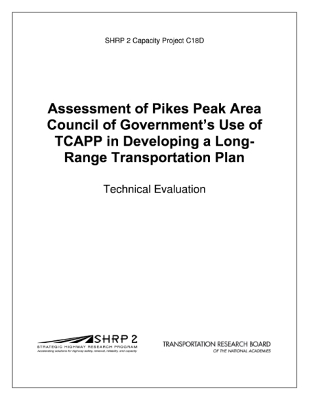 Assessment of Pikes Peak Area Council of Governments Use of TCAPP in Developing a Long-Range Transportation Plan: Technical Evaluation