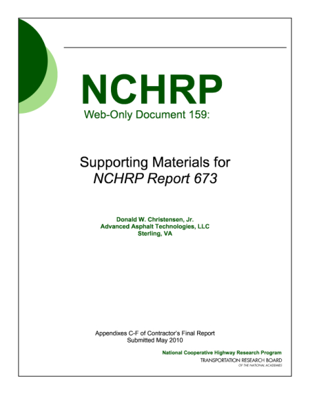 Supporting Materials for NCHRP Report 673