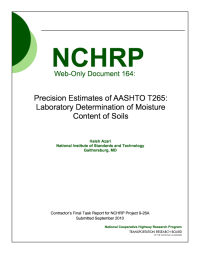 Precision Estimates of AASHTO T265: Laboratory Determination of Moisture Content of Soils