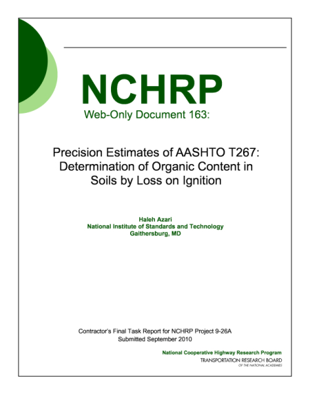 Precision Estimates of AASHTO T267: Determination of Organic Content in Soils by Loss on Ignition